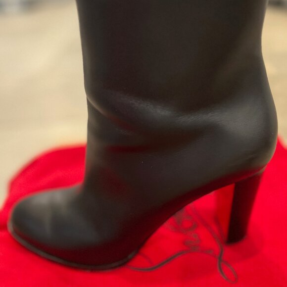 Women's Christian Louboutin Adox 85 Leather Ankle High Heeled Boot in Black 41 - Picture 7 of 8